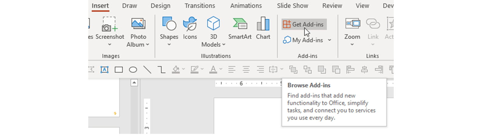 Screenshot of adding add-in in PowerPoint