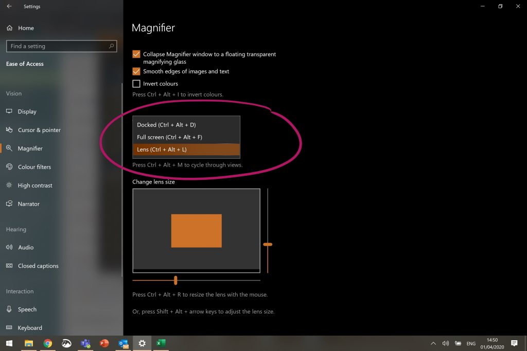 change camera zoom settings windows 10