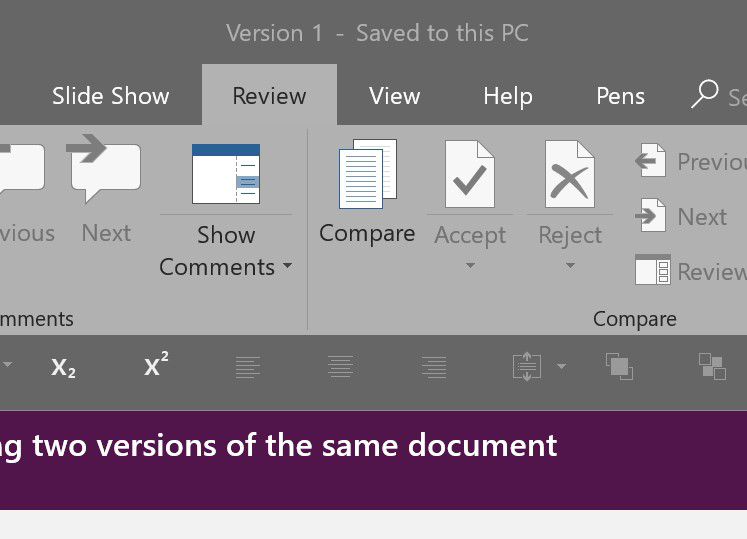 how to compare two presentations in powerpoint 2016 mac