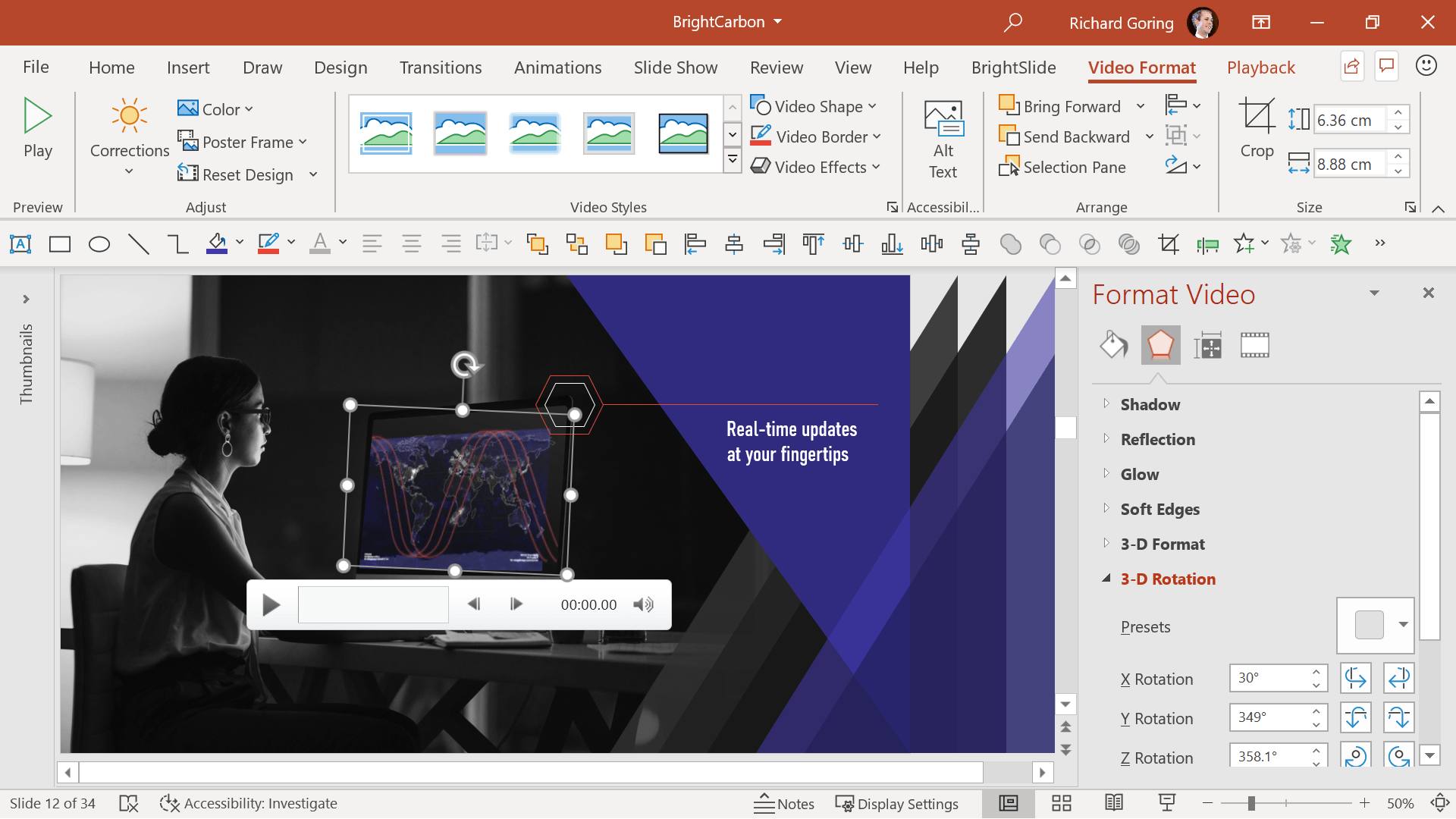 how to add video to powerpoint start at a certain time