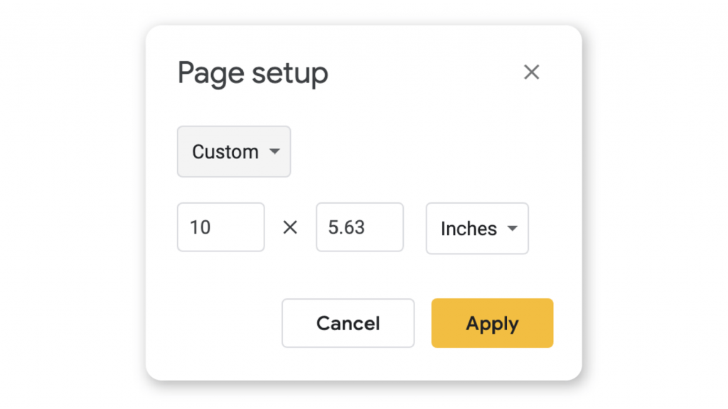 google presentation size pixels