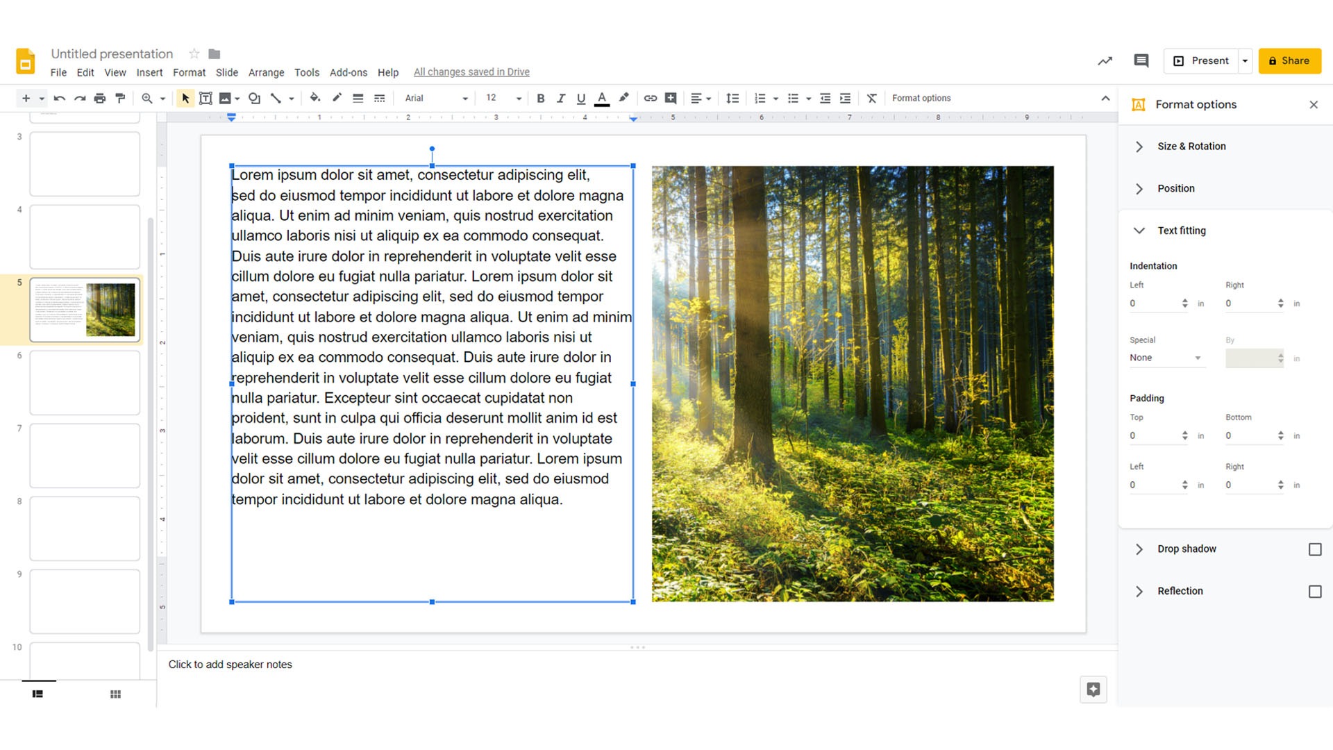 How to wrap text in google slides finished example