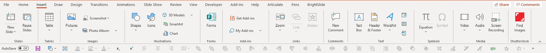 Microsoft PowerPoint Insert Tab