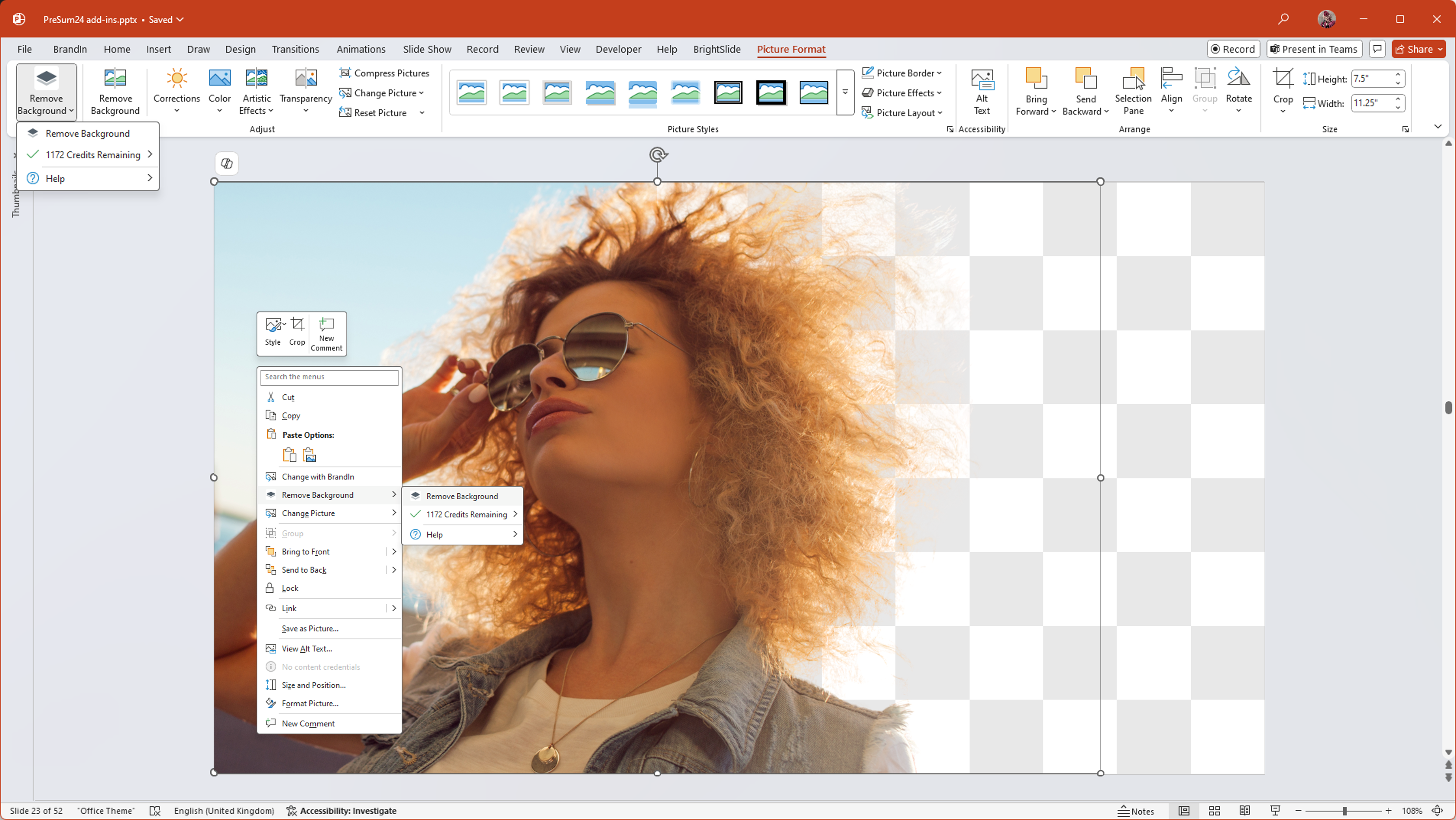 remove.bg add-in for PowerPoint on Windows