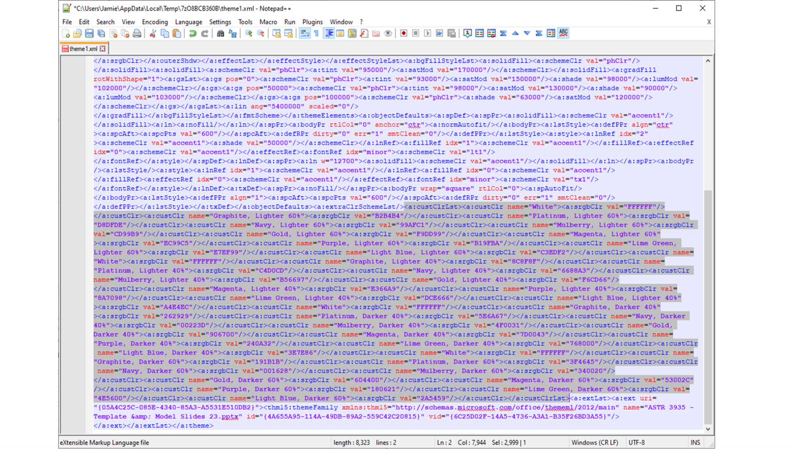 Screenshot of XML with a large highlighted section.