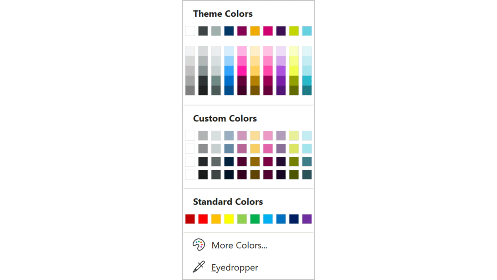 Screenshot of the Theme Colors panel in PowerPoint showing the BrightCarbon Custom Colors section.