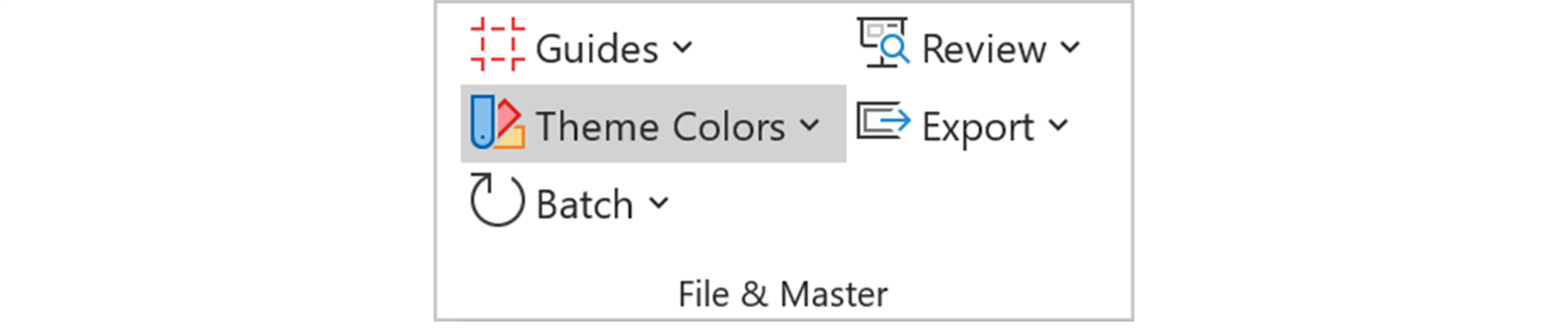 Screenshot of Theme colors feature in the BrightSlide tab