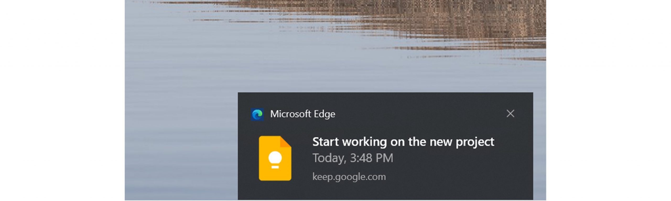 screenshot of a Google Keep reminder