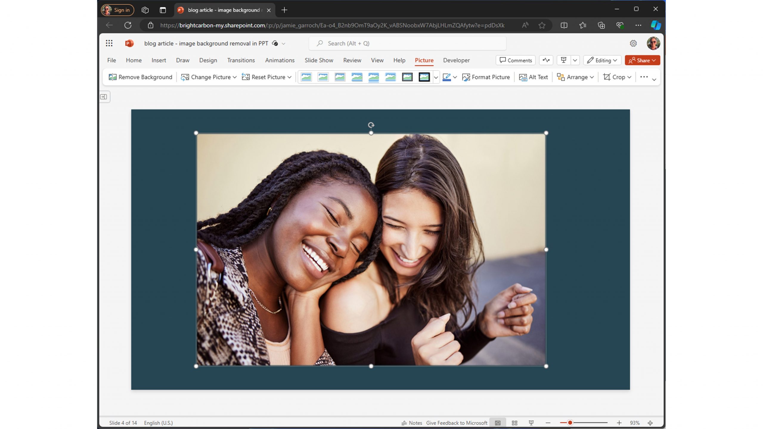 screenshot of powerpoint online